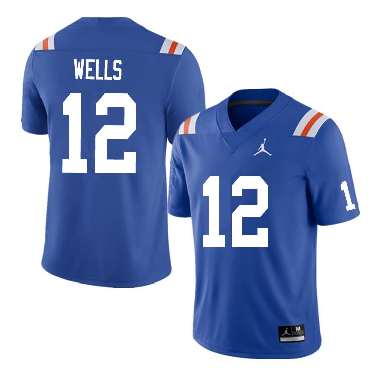NCAA Florida Gators Rick Wells Men's #12 Nike Blue Throwback Stitched Authentic College Football Jersey NVW5164VN
